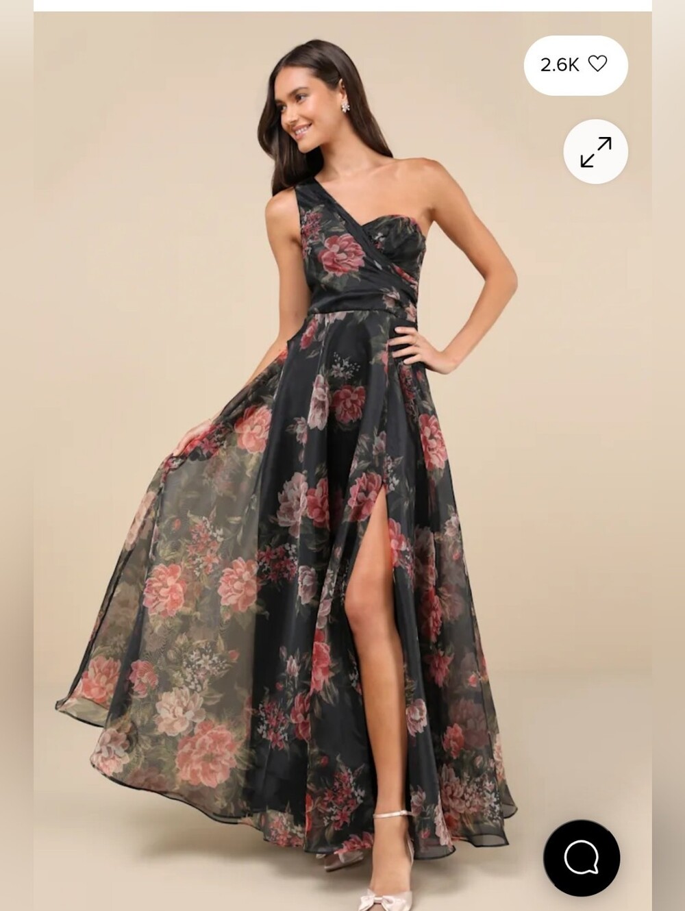 Truly Extraordinary Black Floral Organza One-Shoulder Maxi Dress